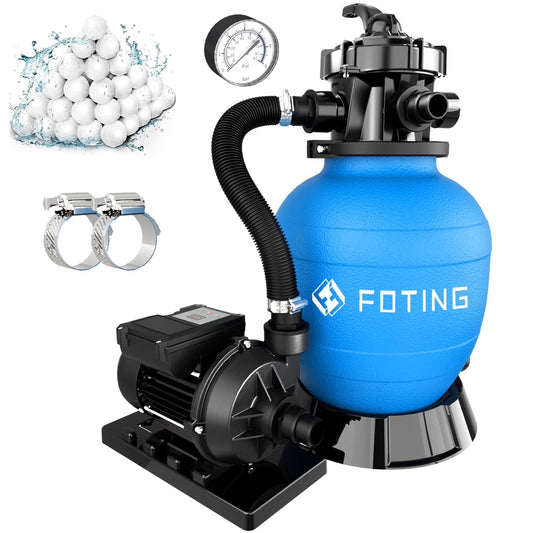 Sand Filter Pump for above Ground Pool, Pool Sand Filter with Timer, 7-Way Multi-Port Valve, Pool Pumps above Ground, 12In (1/2HP 3000GPH for 8000GAL Pool)