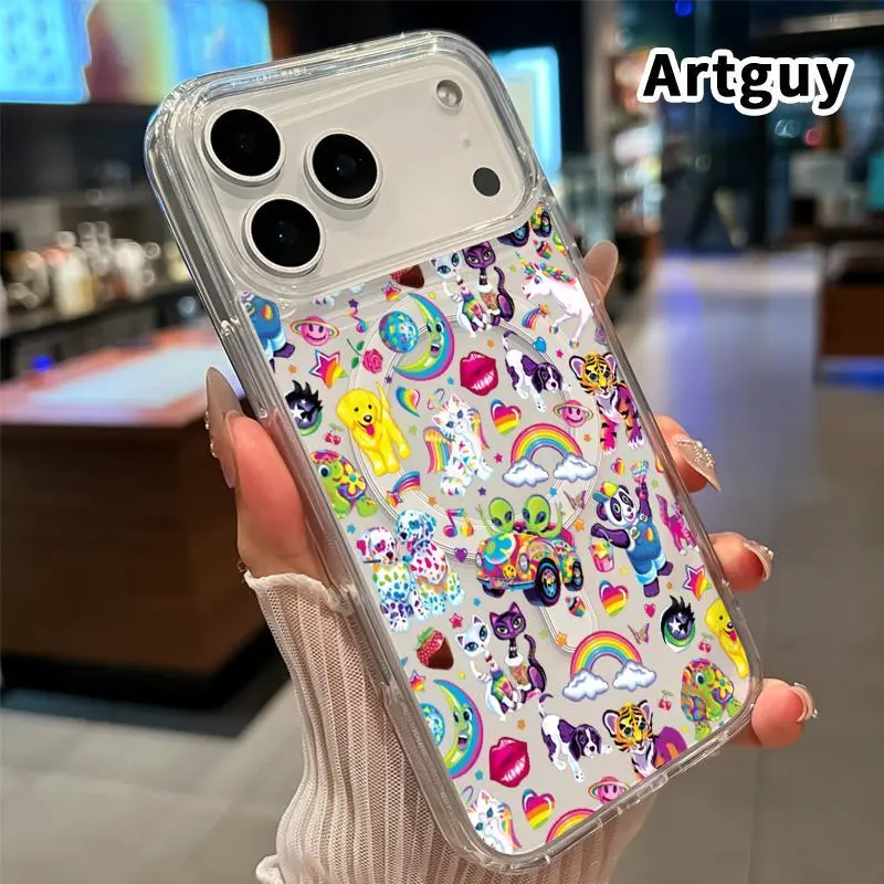 Whimsical Creature Fantasy Pattern Magnetic Phone Case for Iphone 17 16 Pro Max plus 15 14 13 12 11 Air E Anti-Yellowing Shockproof Lightweight Transparent Acrylic Large Hole Soft Cover Supports Wireless Charging