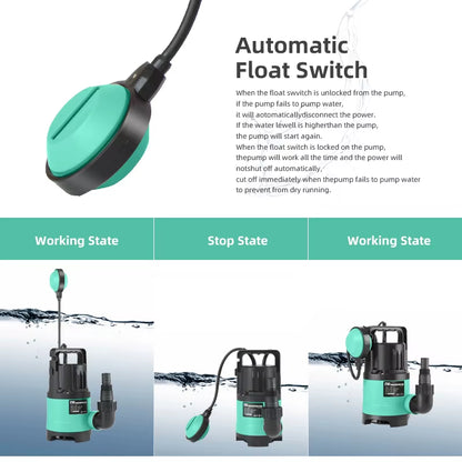 400W Submersible Water Pump 7500L/H Utility Thermoplastic Electric Portable Transfer Pool Pond Draining Sump Pump by
