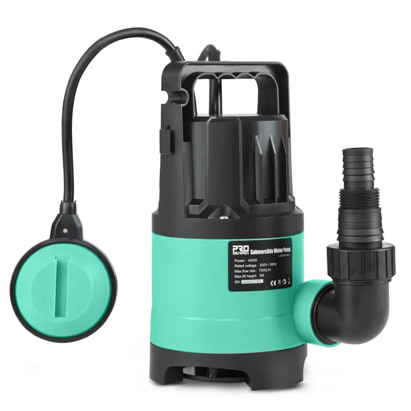 400W Submersible Water Pump 7500L/H Utility Thermoplastic Electric Portable Transfer Pool Pond Draining Sump Pump by